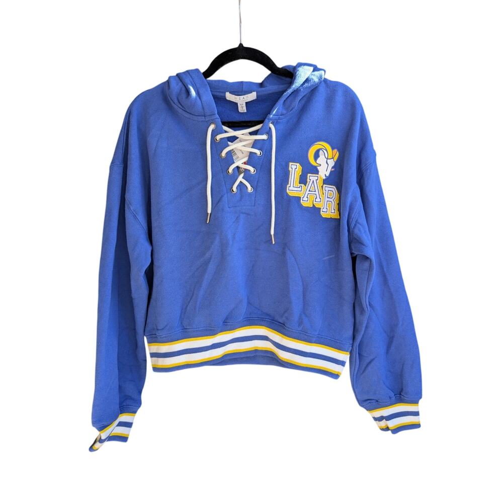 Los Angeles Rams Lace-Up Cropped Hoodie - Women’s Medium (WEAR by Erin Andrews)